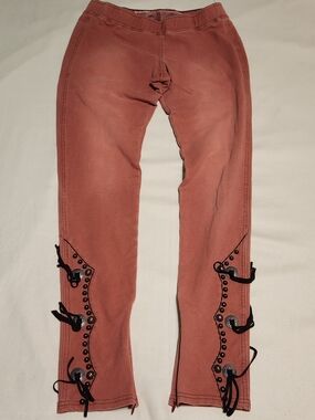 Double D Ranch Coral Pink curvy ombre Concho zip leggings Riding pants SZ S